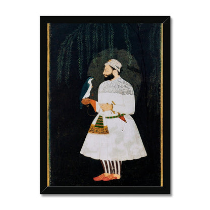 Contemporary painting of Guru Hargobind Sahib Ji. Provincial Mughal school, Deccan, mid - 17th century Framed Print - ramblingsofasikh