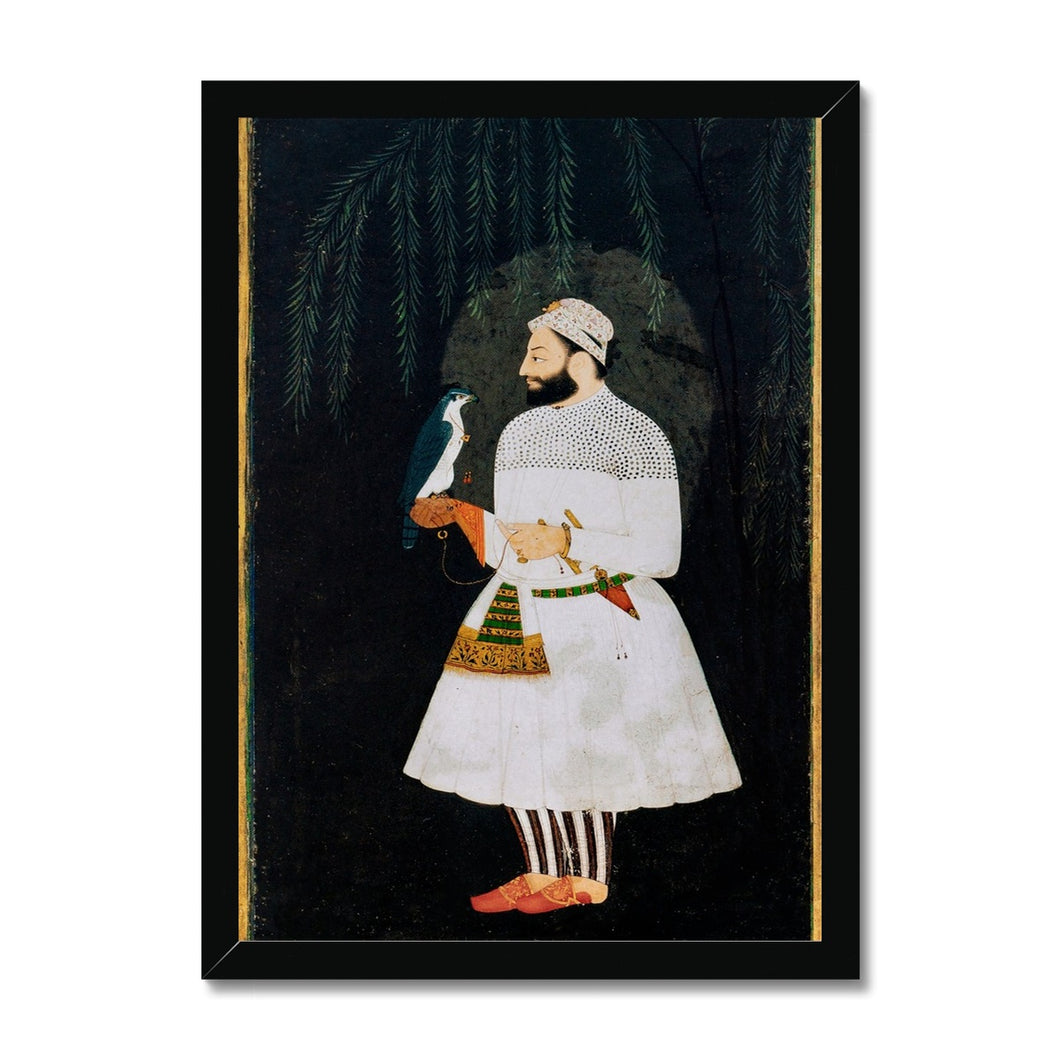 Contemporary painting of Guru Hargobind Sahib Ji. Provincial Mughal school, Deccan, mid-17th century Framed Print