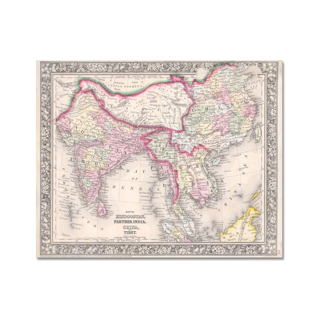 Mitchell Map of India, Tibet, China and Southeast Asia, 1864 - Fine Art Print - ramblingsofasikh