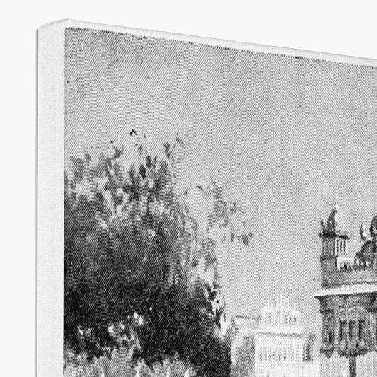 Group of Students at Harmandir Sahib, Amritsar - British Raj Era 19th Century Canvas - ramblingsofasikh