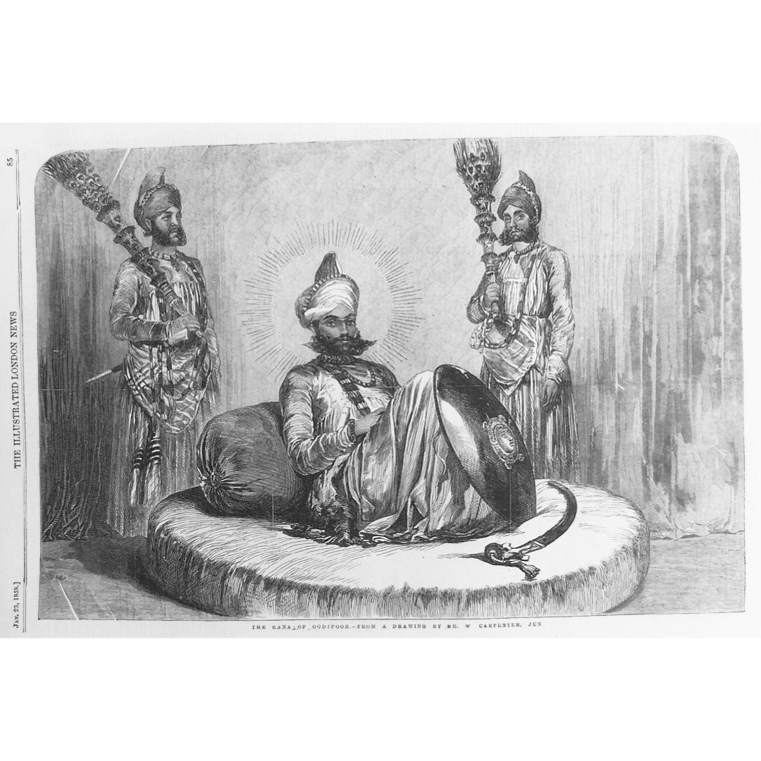 The Rana of Oodipoor from a drawing by Dr. W. Carpenter, Jun (Published by The Illustrated London News, Jan 23rd, 1858) - ramblingsofasikh
